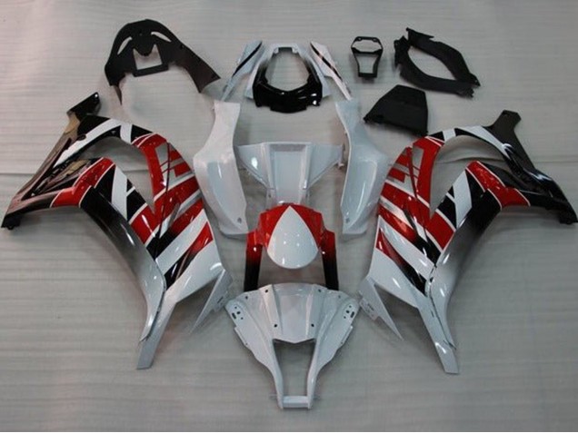 2011-2015 Kawasaki ZX10R Motorcycle Fairings - White Red Black Stripe UK Manufacturers