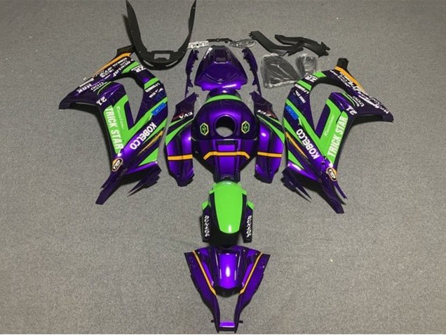 2016-2020 Kawasaki ZX10R Motorcycle Fairings - Purple Green Trick Star Kobelco UK Manufacturers