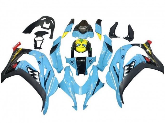 2016-2020 Kawasaki ZX10R Motorcycle Fairings - Light Blue Yellow Shark UK Manufacturers