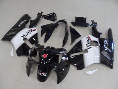 2002-2006 Kawasaki ZX12R Motorcycle Fairings - Glossy Black White Red West Mobil 4 UK Manufacturers