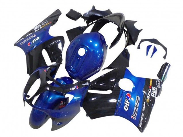 2002-2006 Kawasaki ZX12R Motorcycle Fairings - Blue Glossy Black Elf Bridgestone UK Manufacturers