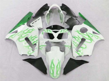 2002-2006 Kawasaki ZX12R Motorcycle Fairings - White Green Flame UK Manufacturers