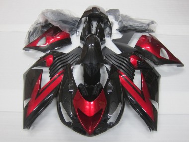 2006-2011 Kawasaki ZX14R ZZR1400 Motorcycle Fairings - Candy Red Glossy Black UK Manufacturers