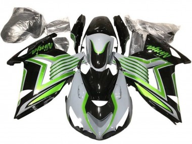 2012-2024 Kawasaki ZX14R ZZR1400 Motorcycle Fairings - White Green Glossy Black UK Manufacturers