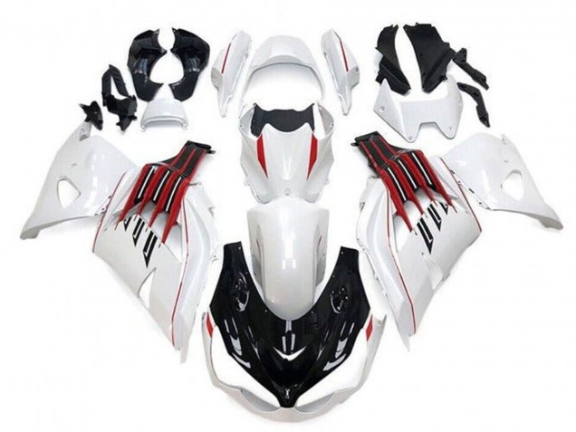 2012-2024 Kawasaki ZX14R ZZR1400 Motorcycle Fairings - White Black Red Stripe UK Manufacturers