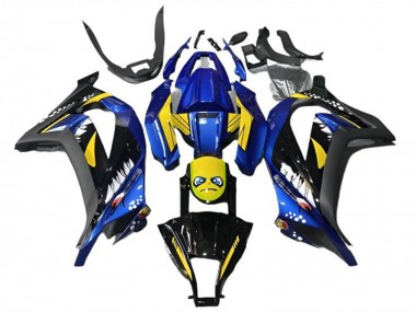 2013-2024 Kawasaki EX300 Motorcycle Fairings - Blue Yellow Black Shark UK Manufacturers
