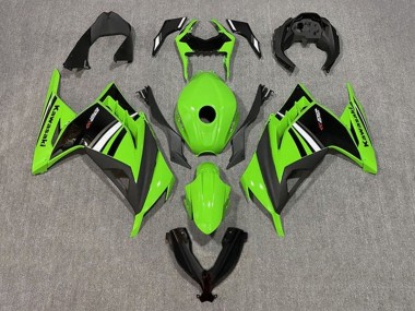 2013-2024 Kawasaki EX300 Motorcycle Fairing - Green White Black Stripe UK Manufacturers