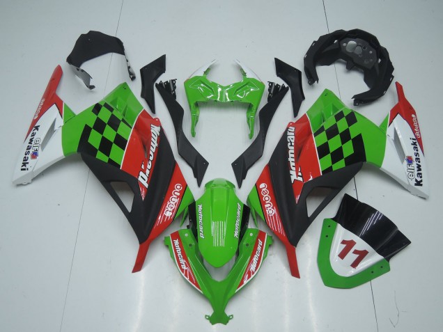 2013-2024 Kawasaki EX300 Motorcycle Fairings - Green White Red Black Motocard UK Manufacturers