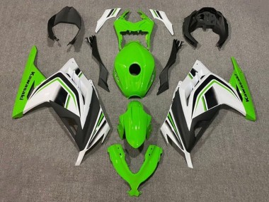 2013-2024 Kawasaki EX300 Motorcycle Fairings - Green White Black Stripe UK Manufacturers