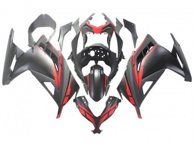 2013-2024 Kawasaki EX300 Motorcycle Fairing - Matte Black Red UK Manufacturers