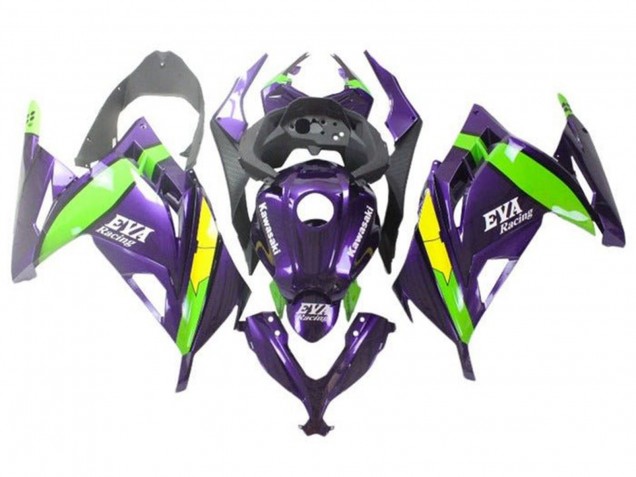 2013-2024 Kawasaki EX300 Motorcycle Fairings - Purple Green Yellow Eva Racing UK Manufacturers