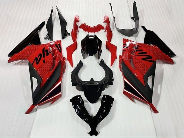2013-2024 Kawasaki EX300 Motorcycle Fairings - Red Black White Stripe UK Manufacturers