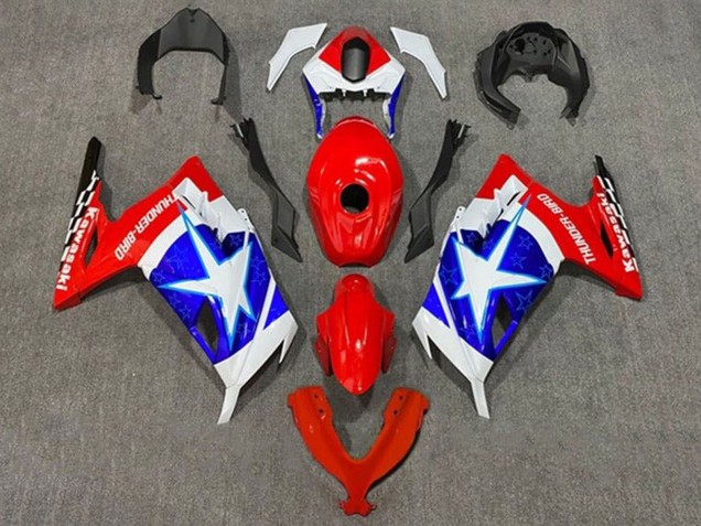 2013-2024 Kawasaki EX300 Motorcycle Fairings - White Red Blue Star Captain America UK Manufacturers
