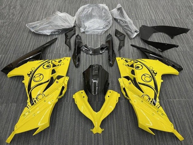 2013-2024 Kawasaki EX300 Motorcycle Fairings - Yellow Black Circles UK Manufacturers