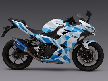 2024-2025 Kawasaki Ninja 500 EX500R Motorcycle Fairings - White Blue Geometric UK Manufacturers
