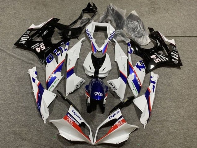 2009-2014 BMW S1000RR Motorcycle Fairing - White Red Blue Glossy Black Tyco UK Manufacturers