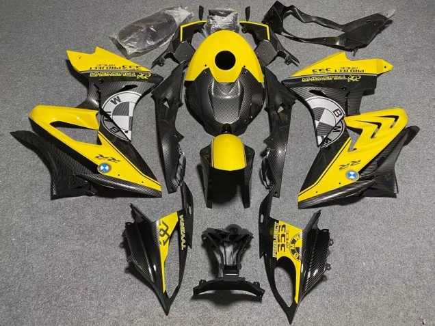 2009-2014 BMW S1000RR Motorcycle Fairings - Yellow Faux Carbon Fiber UK Manufacturers