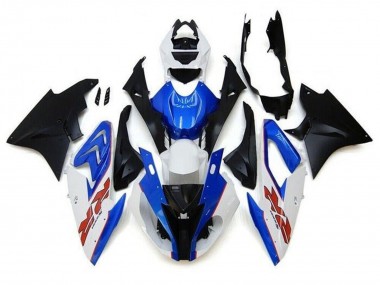 2017-2018 BMW S1000RR Motorcycle Fairings - White Blue Matte Black Pinstripe RR UK Manufacturers
