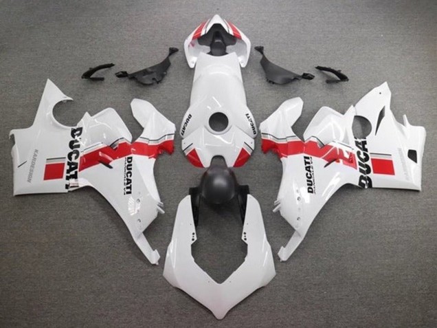 2020-2021 Ducati Panigale V4 V4S Motorcycle Fairings - White Red Stripe UK Manufacturers