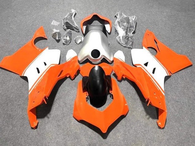 2020-2021 Ducati Panigale V4 V4S Motorcycle Fairings - White Silver Orange UK Manufacturers