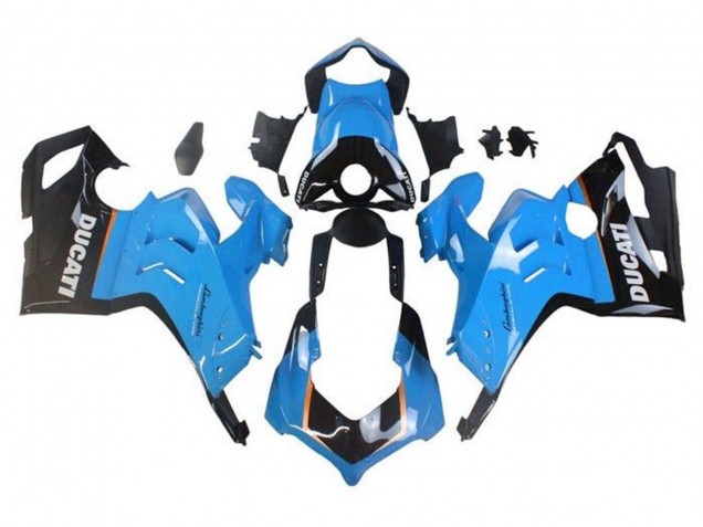 2020-2021 Ducati Panigale V4 V4S Motorcycle Fairings - Light Blue Orange Glossy Black UK Manufacturers