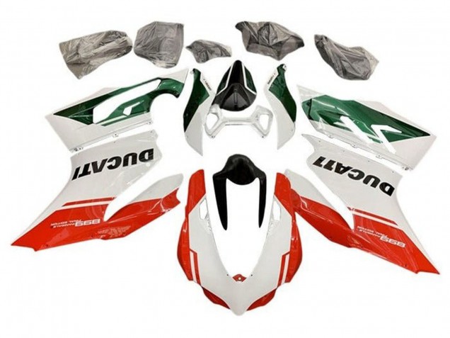 2011-2014 Ducati Panigale 899 Motorcycle Fairings - White Green Red Stripe UK Manufacturers