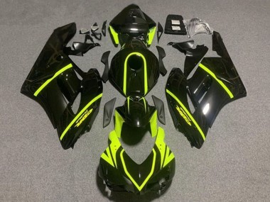 2004-2005 Honda CBR1000RR Motorcycle Fairings - Glossy Black High Viz Yellow Stripe UK Manufacturers