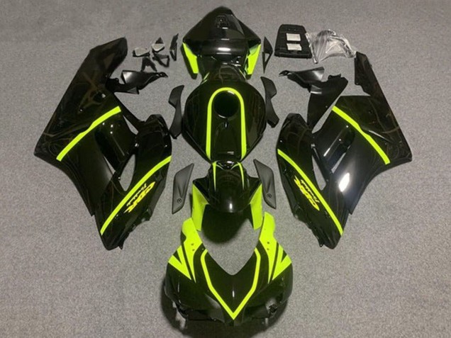 2004-2005 Honda CBR1000RR Motorcycle Fairings - Glossy Black High Viz Yellow Stripe UK Manufacturers