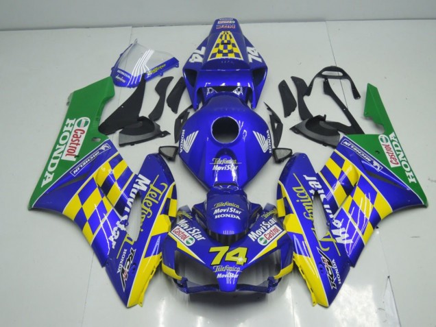 2004-2005 Honda CBR1000RR Motorcycle Fairings - Blue Yellow Green MoviStar UK Manufacturers