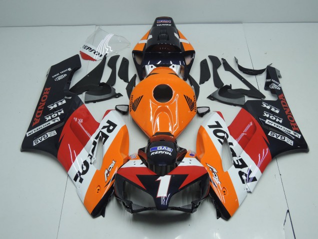 2004-2005 Honda CBR1000RR Motorcycle Fairings - Orange White Red Glossy Black Repsol RCV 1 UK Manufacturers