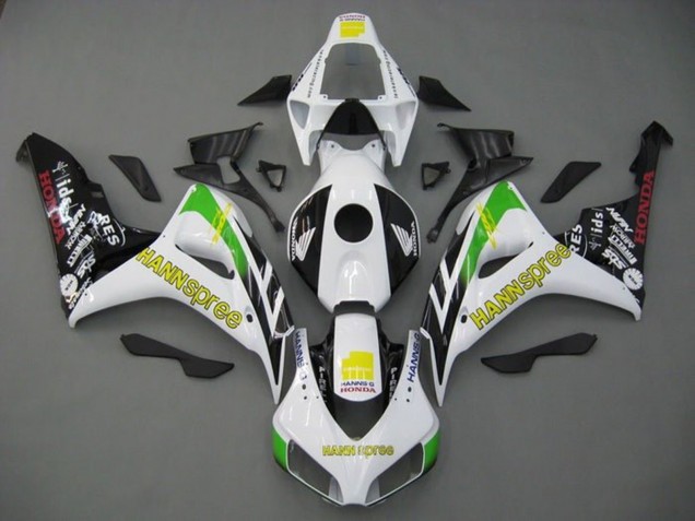 2006-2007 Honda CBR1000RR Motorcycle Fairings - White Green Yellow Glossy Black Hannspree UK Manufacturers