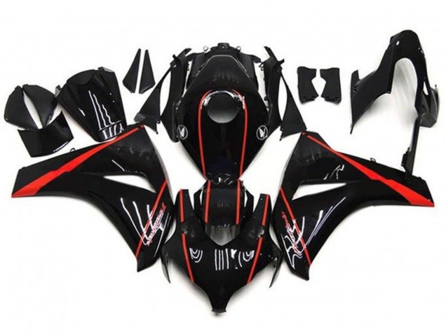 2008-2011 Honda CBR1000RR Motorcycle Fairings - Glossy Black Red Stripe UK Manufacturers
