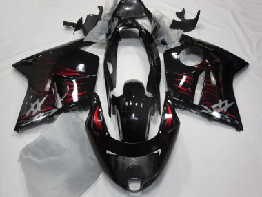 1996-2007 Honda CBR1100XX Blackbird Motorcycle Fairing - Glossy Black Red Flame UK Manufacturers