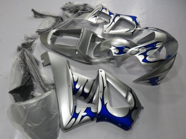 2000-2001 Honda CBR900RR 929 Motorcycle Fairings - Silver Blue Tribal UK Manufacturers