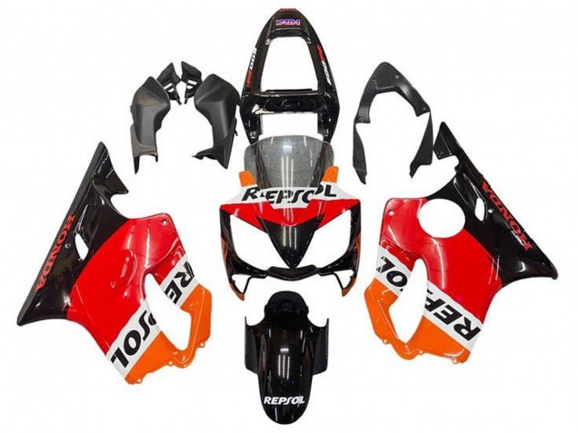 2001-2003 Honda CBR600 F4i Motorcycle Fairing - Orange White Red Glossy Black Repsol UK Manufacturers
