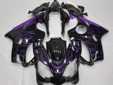 2004-2007 Honda CBR600 F4i Motorcycle Fairings - Glossy Black Purple Flame UK Manufacturers