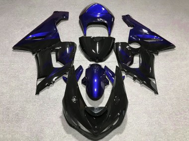 2005-2006 Kawasaki ZX6R Motorcycle Fairing - Blue Glossy Black UK Manufacturers
