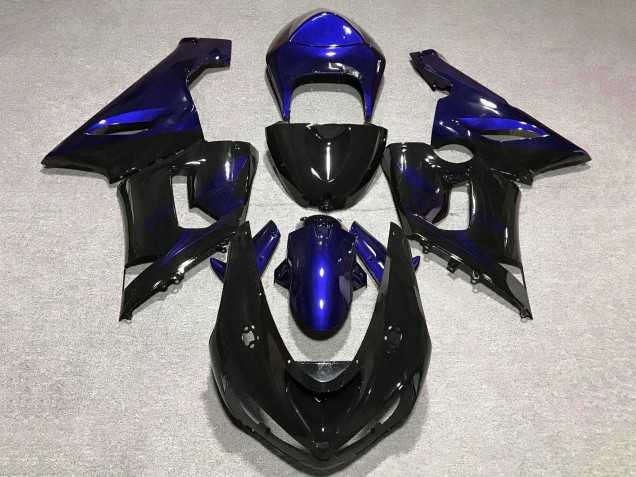 2005-2006 Kawasaki ZX6R Motorcycle Fairing - Blue Glossy Black UK Manufacturers