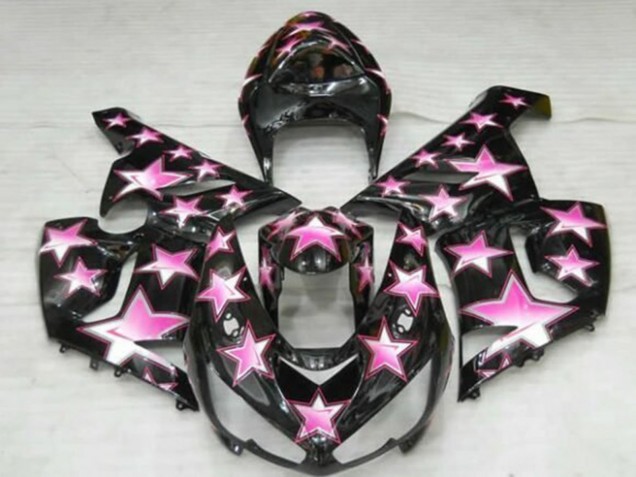 2005-2006 Kawasaki ZX6R Motorcycle Fairings - Black Pink Star UK Manufacturers