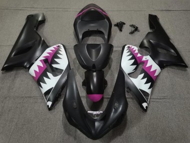 2005-2006 Kawasaki ZX6R Motorcycle Fairings - Matte Black White Pink Shark UK Manufacturers