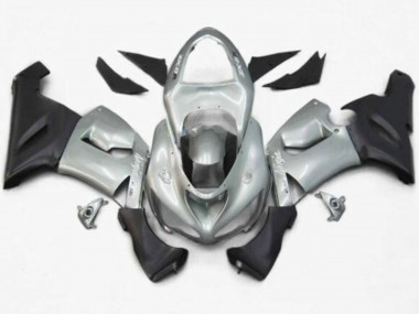 2005-2006 Kawasaki ZX6R Motorcycle Fairings - Silver Matte Black UK Manufacturers