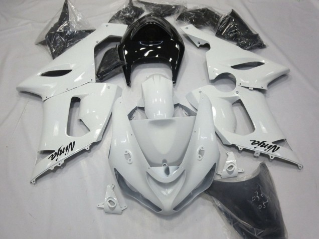 2005-2006 Kawasaki ZX6R Motorcycle Fairings - White Black UK Manufacturers