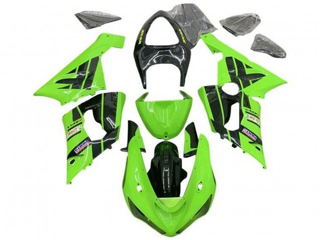2005-2006 Kawasaki ZX6R Motorcycle Fairings - Light Green Black Castrol UK Manufacturers