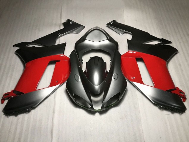 2007-2008 Kawasaki ZX6R Motorcycle Fairings - Silver Red UK Manufacturers