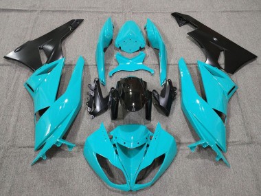 2007-2008 Kawasaki ZX6R Motorcycle Fairings - Turquoise Blue Black Matte Black UK Manufacturers