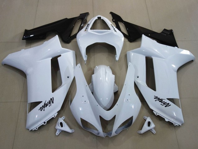 2007-2008 Kawasaki ZX6R Motorcycle Fairings - White Black UK Manufacturers