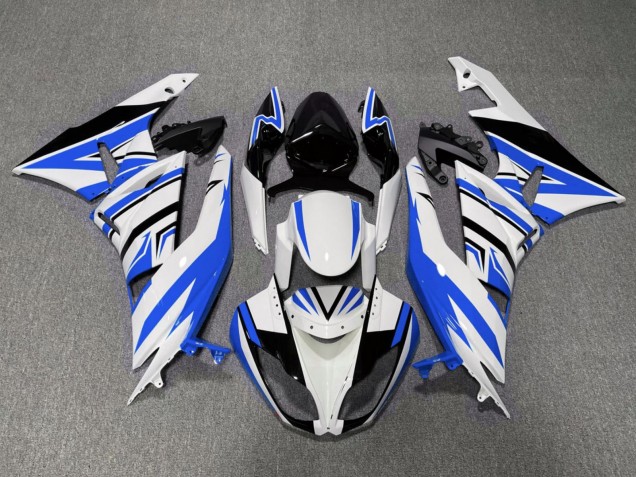 2007-2008 Kawasaki ZX6R Motorcycle Fairings - White Blue Black UK Manufacturers
