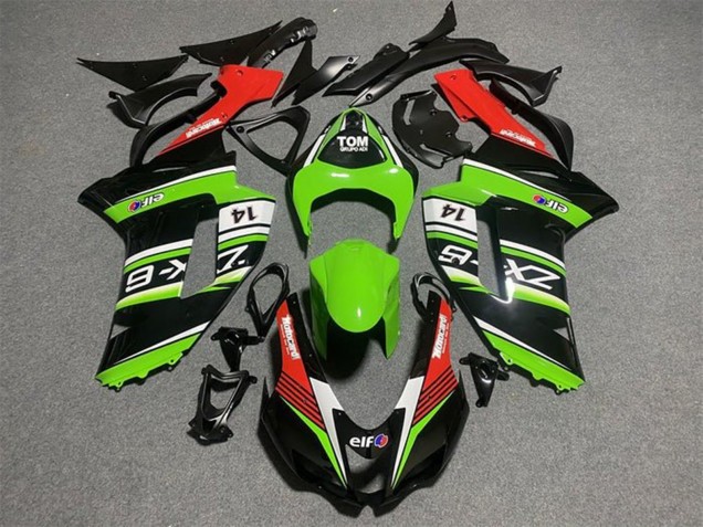 2007-2008 Kawasaki ZX6R Motorcycle Fairings - Black Green White Red UK Manufacturers