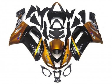 2007-2008 Kawasaki ZX6R Motorcycle Fairings - Gold Black Elf UK Manufacturers