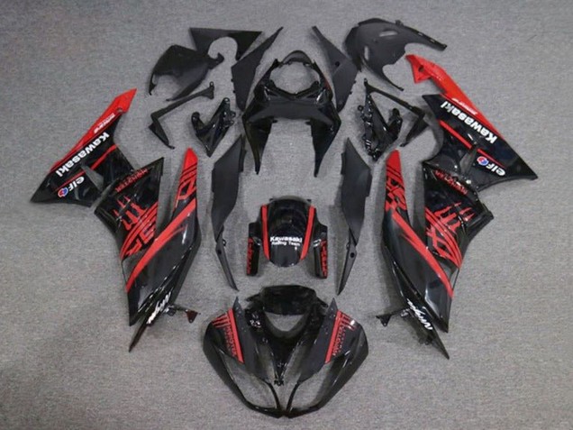 2009-2012 Kawasaki ZX6R Motorcycle Fairings - Glossy Black Red Monster UK Manufacturers